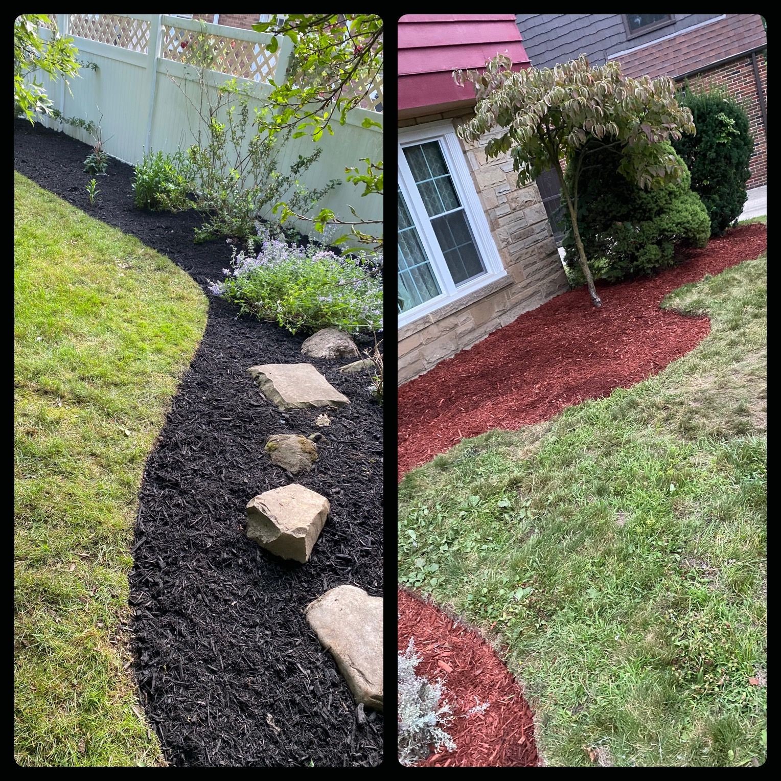 Black mulch and red mulch